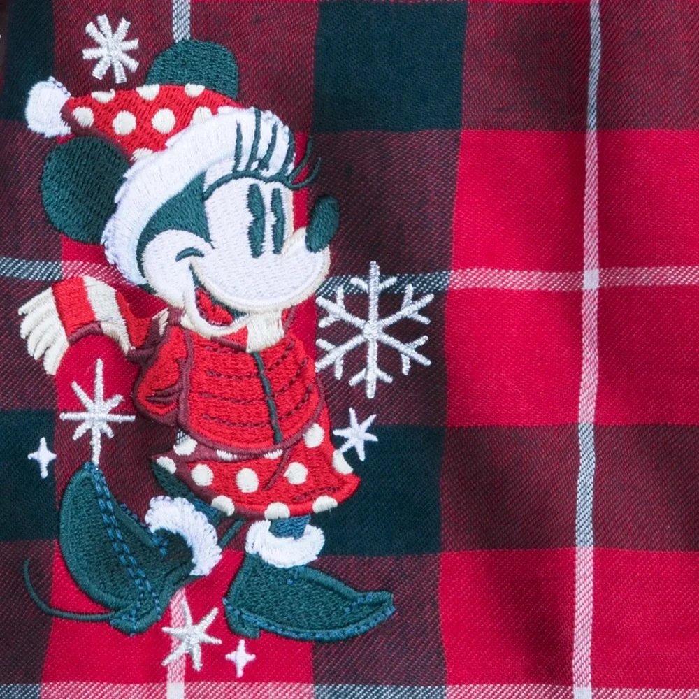 EUC GIRLS SIZE 4 DISNEY OFFICIAL MINNIE MOUSE HOLIDAY PLAID FLANNEL NIGHTSHIRT